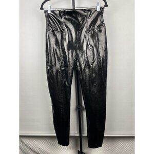 SPANX Black Faux Patent Leather Liquid Gloss Pull On Moto Legging Pants Size L